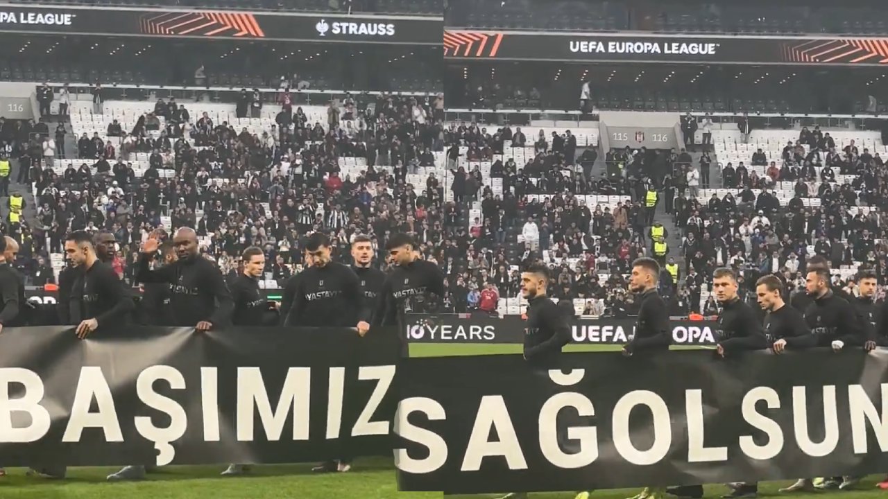 Beşiktaş, maça "Başımız Sağ Olsun" pankartıyla çıktı 1 497601